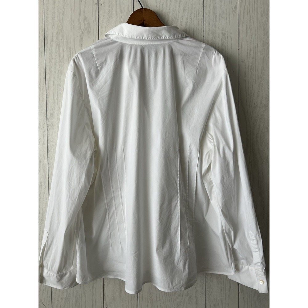 Lafayette 148 New York Button Up Shirt Womens Size 20 White Cotton Blend Blouse - Picture 2 of 12